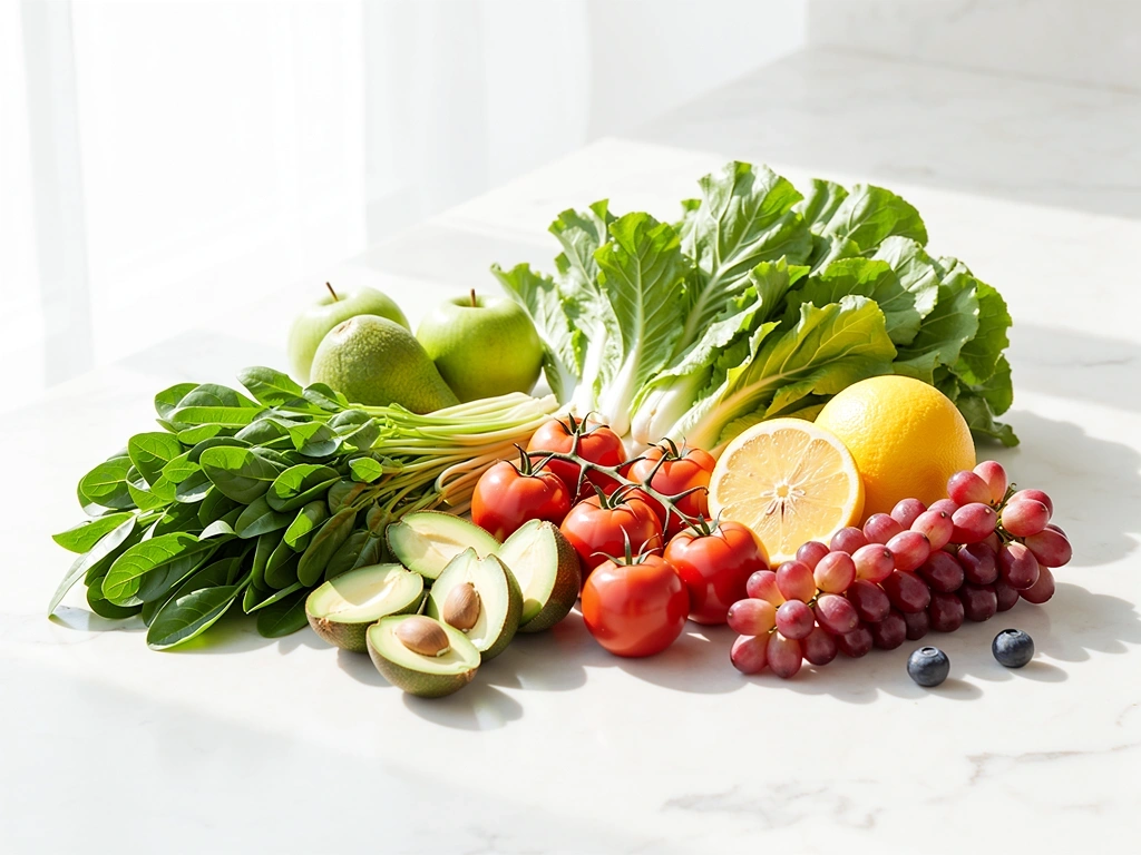 Frutas y verduras frescas que representan el enfoque de nutrición de PesoSalud